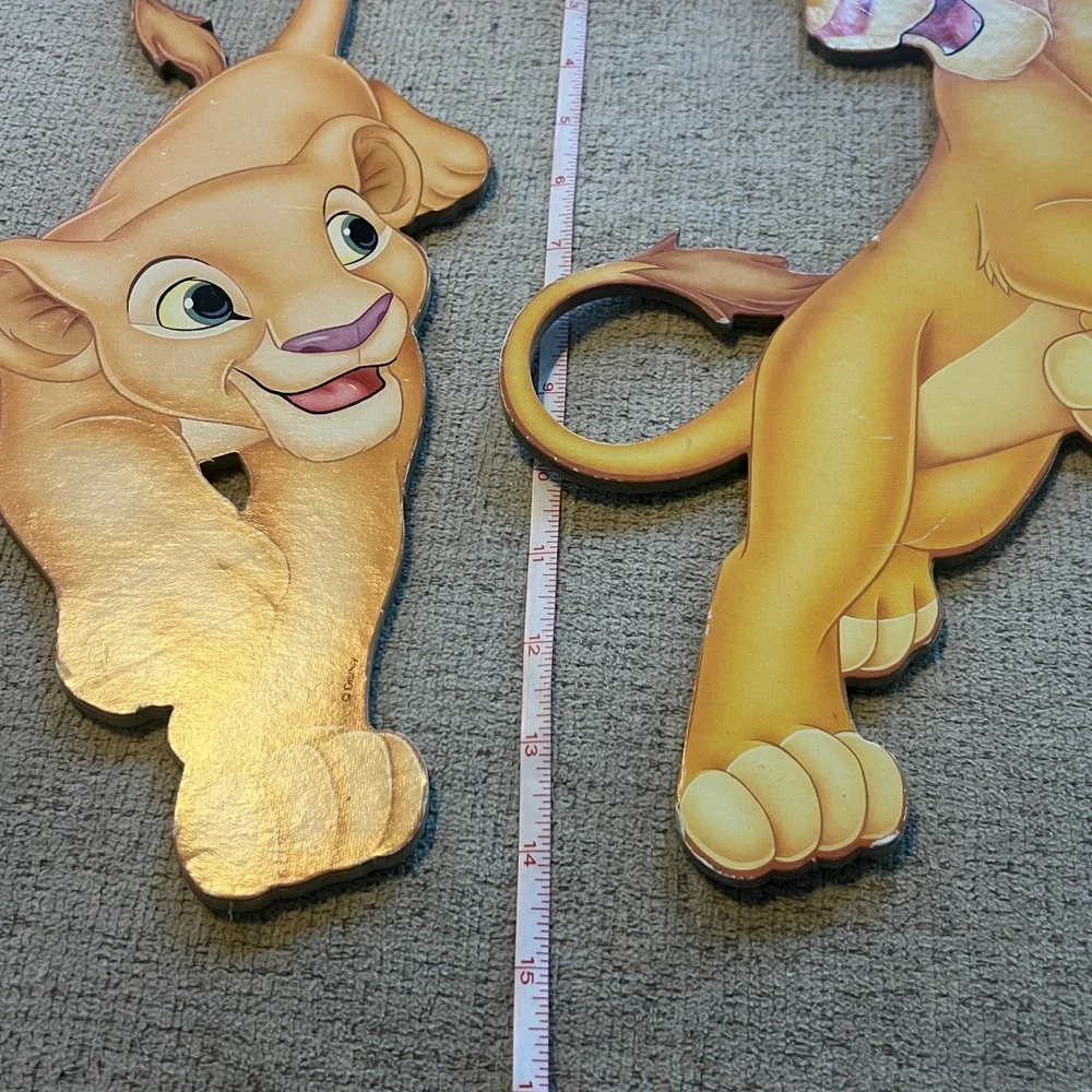 Vintage Disney Lion King Simba Nala Wood Wall Decor Plaques Nursery Art 2pc Set